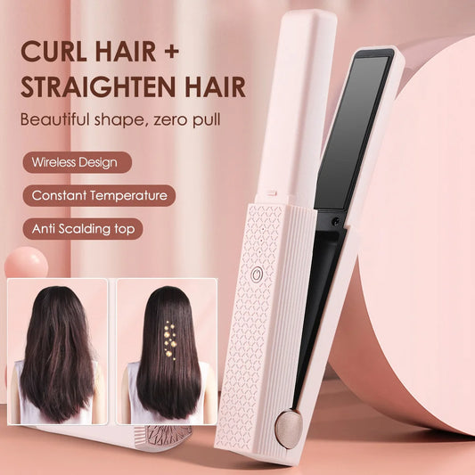 Mini USB Cordless Hair Straightener & Curler